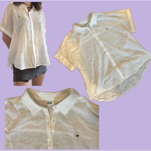 Tommy Jeans White Oversized Button Up Shirt L